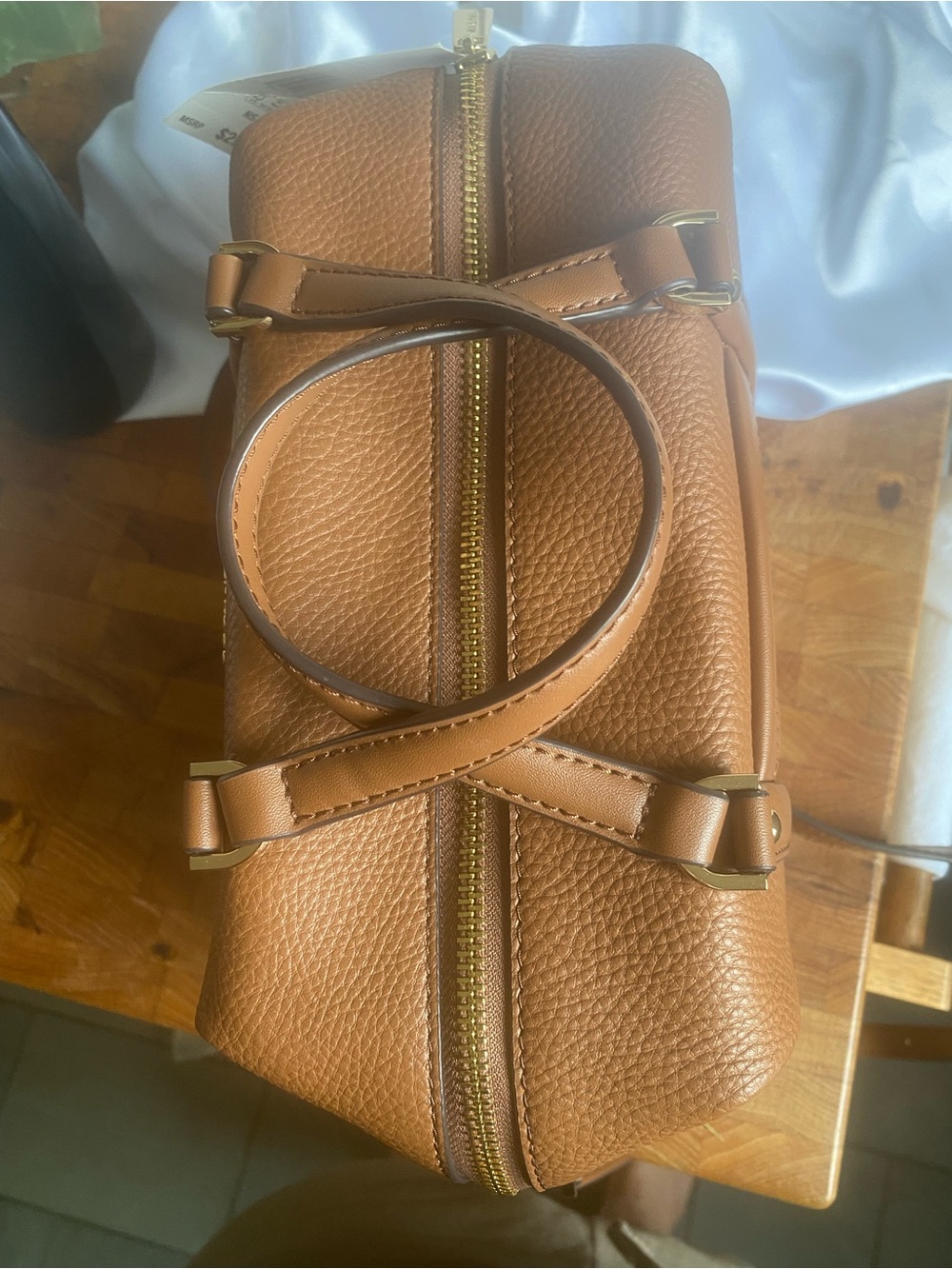 Michael Kors Beck Small Satchel Luggage Brown Pebbled Leather NWT - Picture 5 of 8